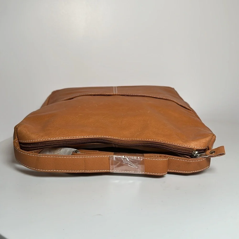 Bentley Tan Leather Laptop Bag - Sleek Crossbody Carry